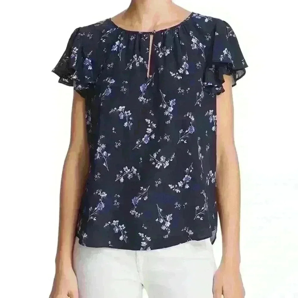 Rebecca Taylor Francine Floral Print Silk Top